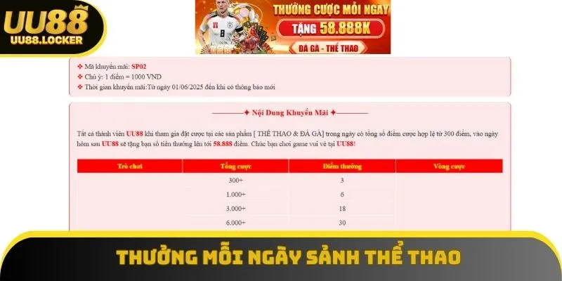 Thưởng nóng sảnh thể thao 58 triệu dễ dàng