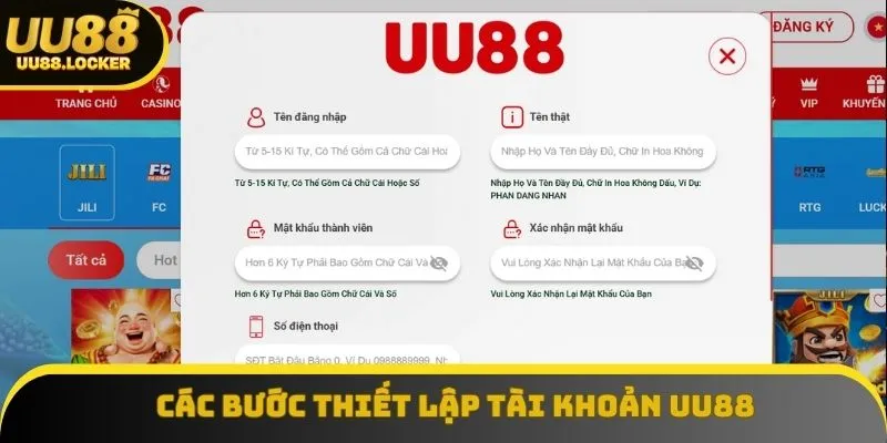 Các bước thiết lập tài khoản bắt đầu cá cược tại UU88